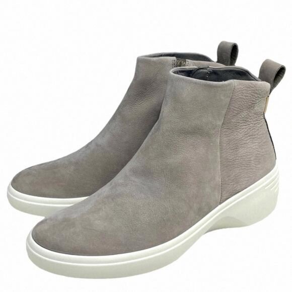 ECCO Soft 7 Women's Size Boot Suede Wedge Heel 01375 470933 Gray Warm